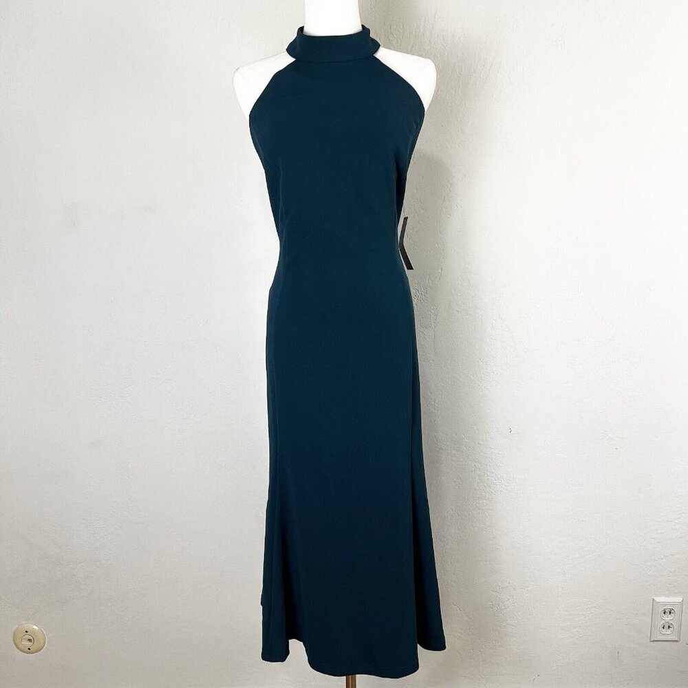 Lulu’s Halter Midi Dress Cherished Charm Dark Green Backless Trumpet Size XL NEW